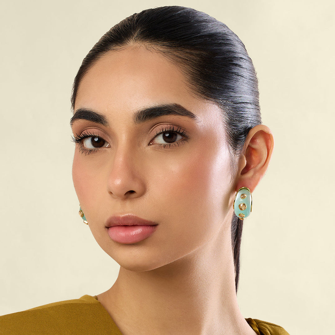 Turquoise Garden Resin Huggie Hoops 