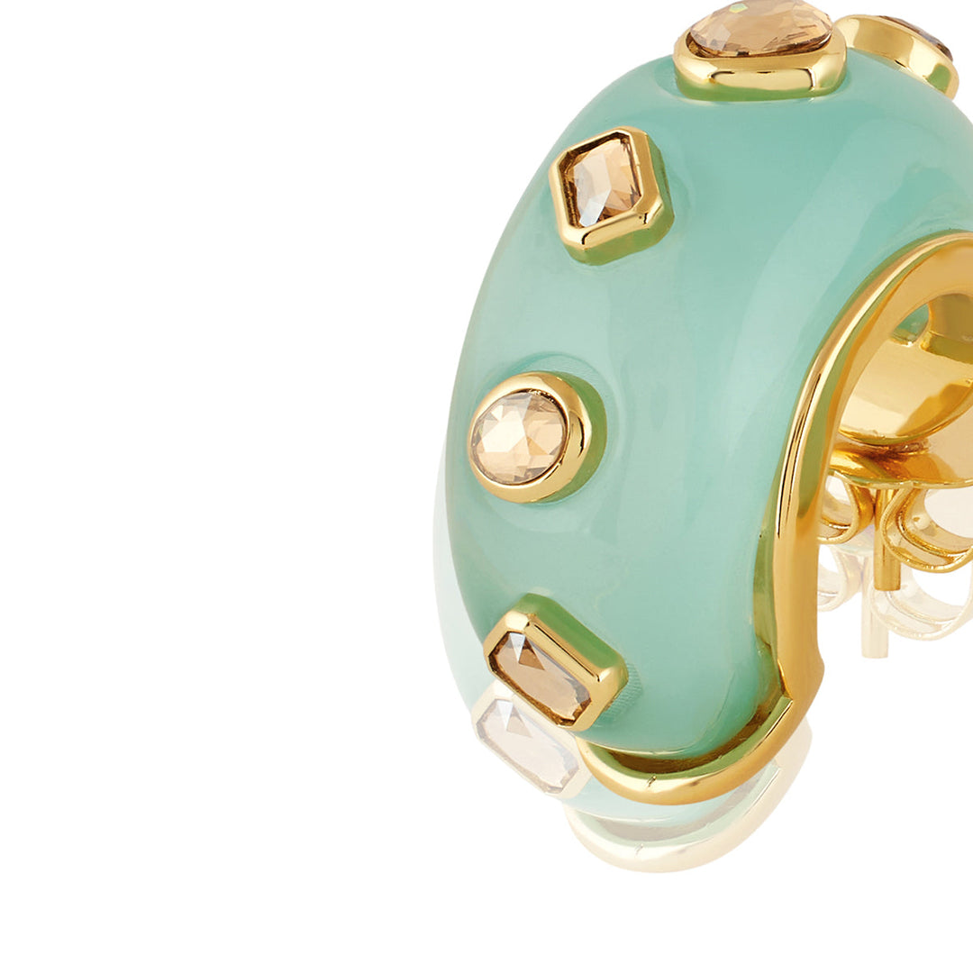 Turquoise Garden Resin Huggie Hoops 