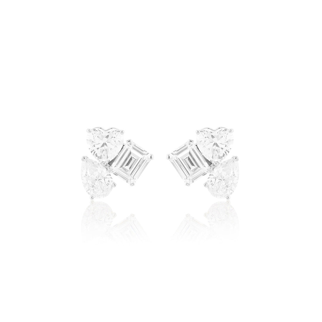 Silver Luxe Geometric Studs