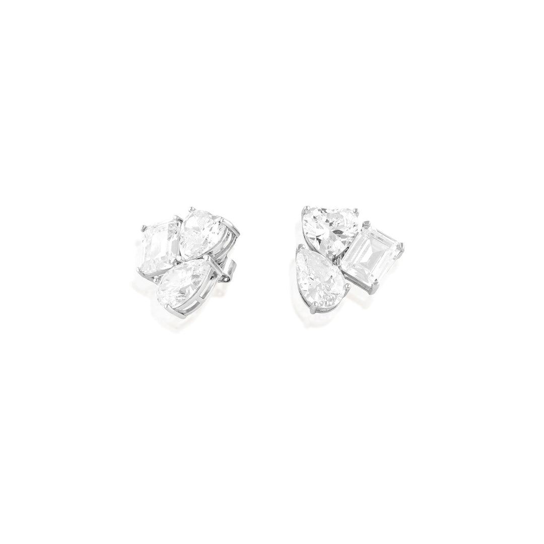 Silver Luxe Geometric Studs