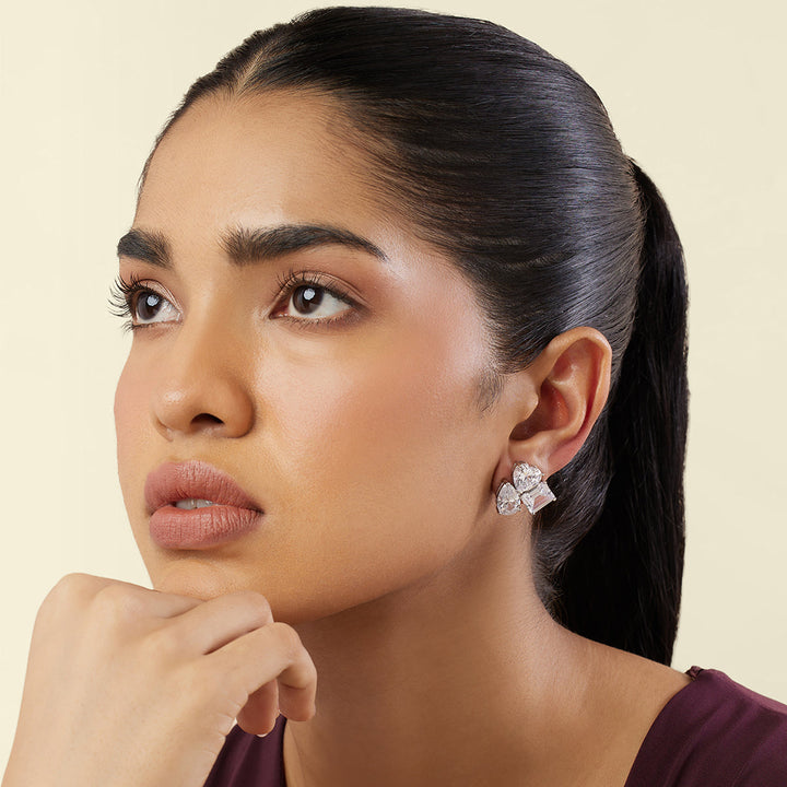 Silver Luxe Geometric Studs