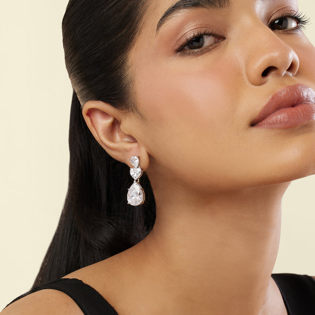 Silver Radiance Dangler Earrings - Isharya | Modern Indian Jewelry