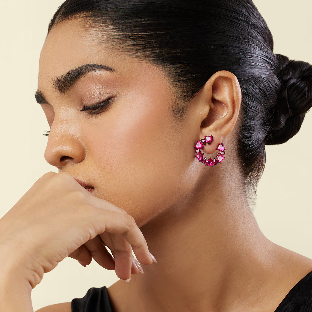 Crimson Halo Studs - Isharya | Modern Indian Jewelry