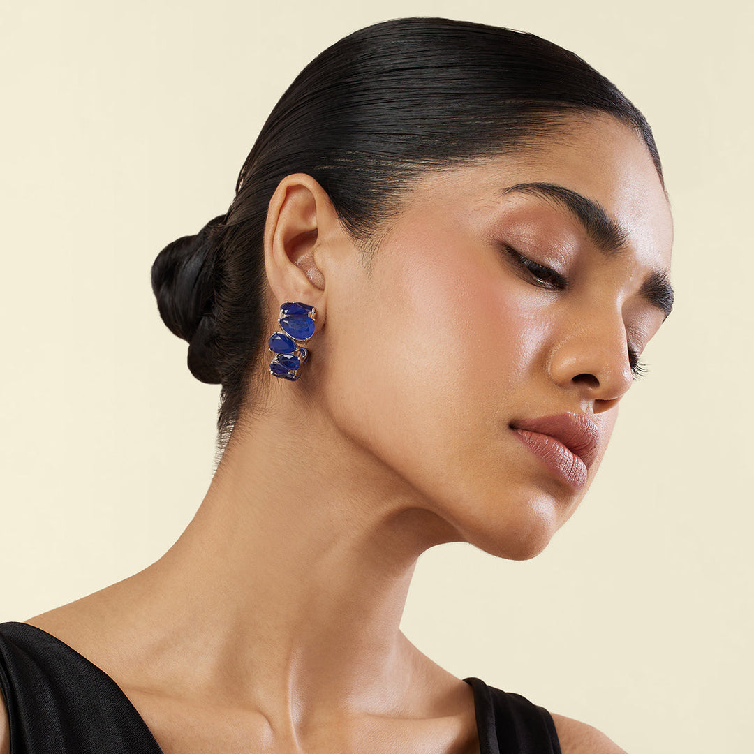 Sapphire Glow Statement Hoops - Isharya | Modern Indian Jewelry