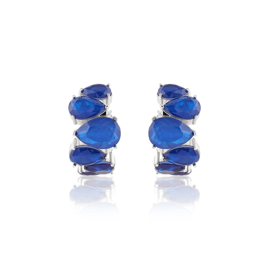 Sapphire Glow Statement Hoops
