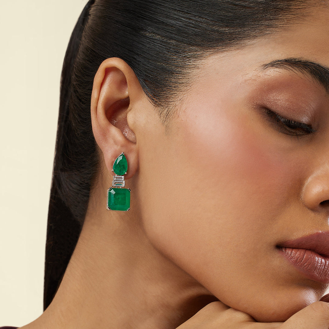 Emerald Radiance Dangle Earrings - Isharya | Modern Indian Jewelry