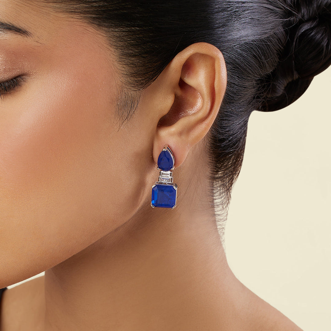 Sapphire Radiance Dangle Earrings - Isharya | Modern Indian Jewelry