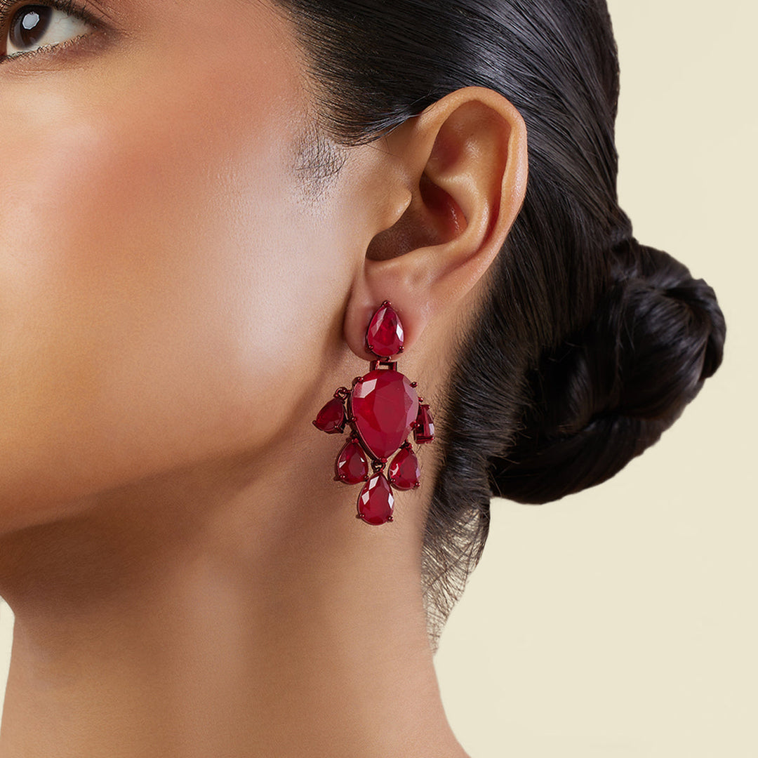 Crimson Luxe Dangler Earrings - Isharya | Modern Indian Jewelry