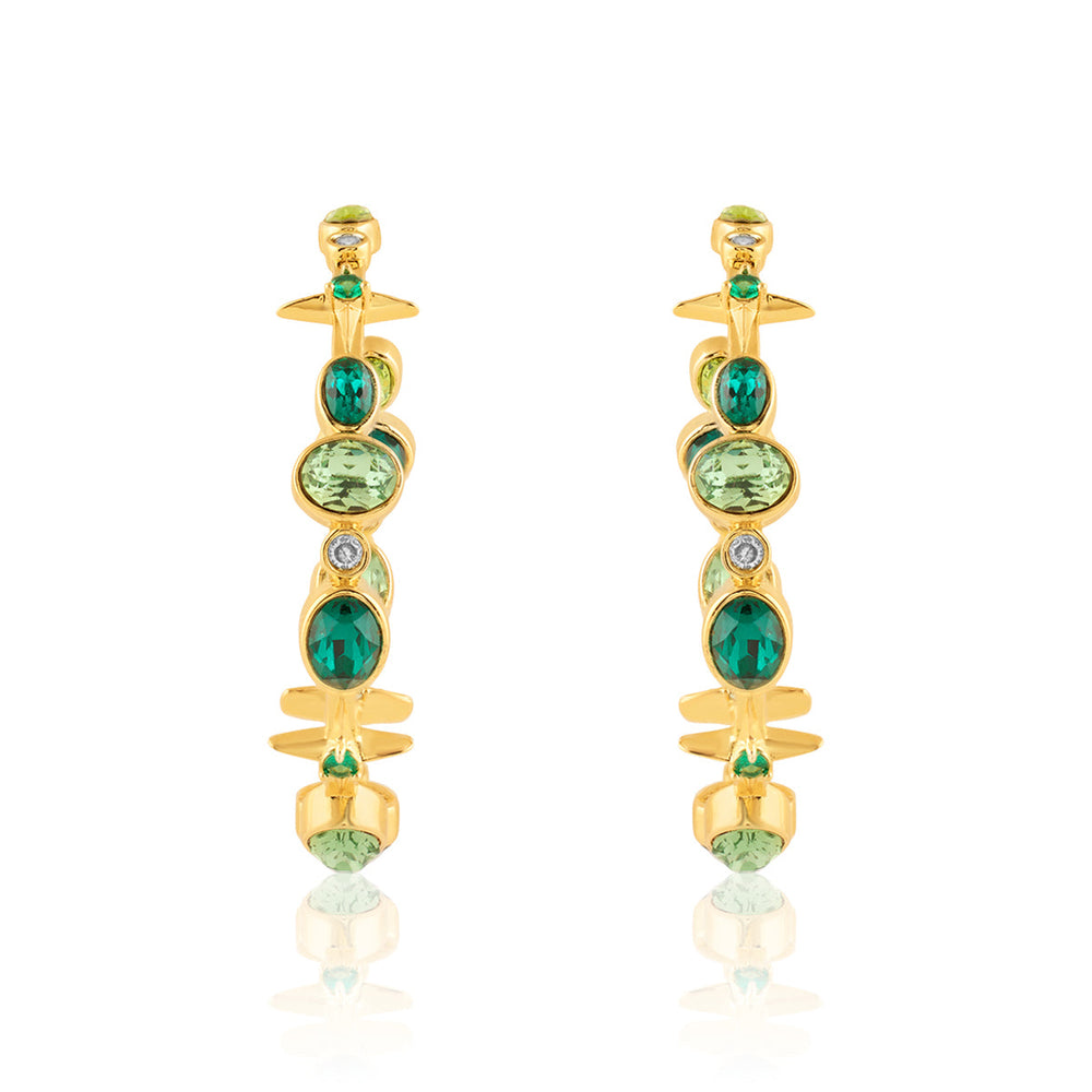 Green Gem Drop Hoops 
