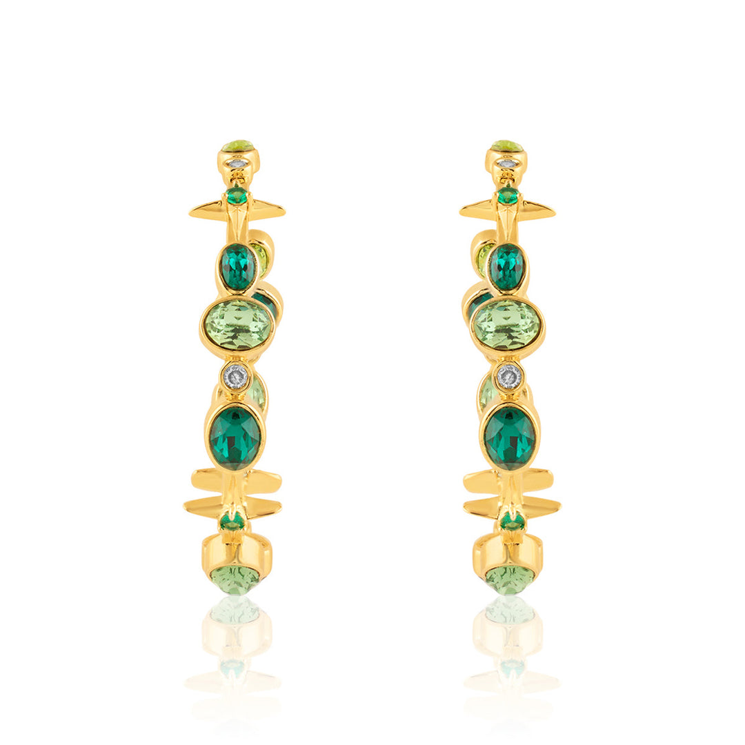 Green Gem Drop Hoops 