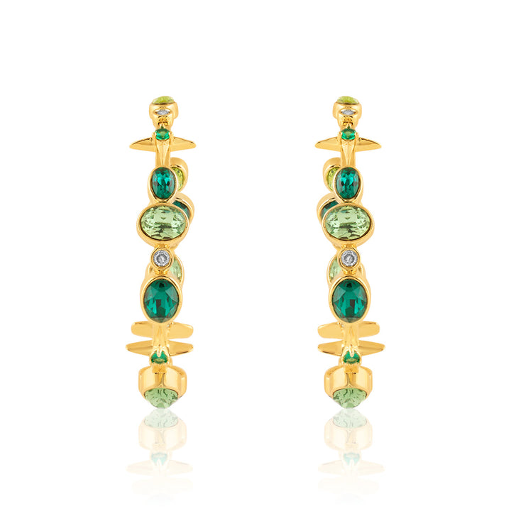 Green Gem Drop Hoops 