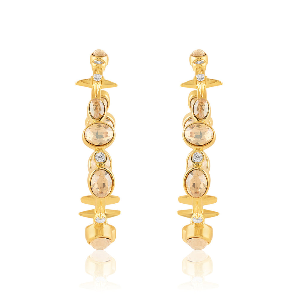 White Gem Drop Hoops 