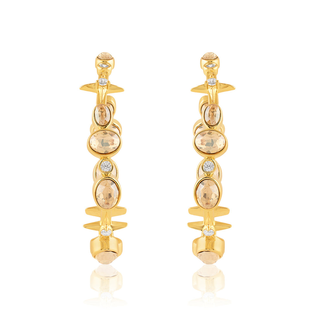 White Gem Drop Hoops 