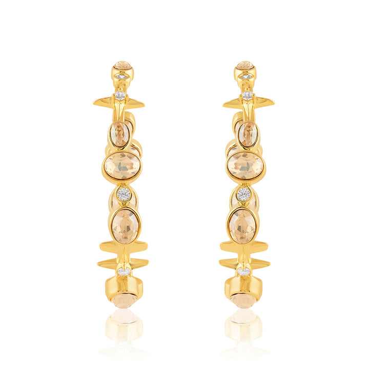 White Gem Drop Hoops 