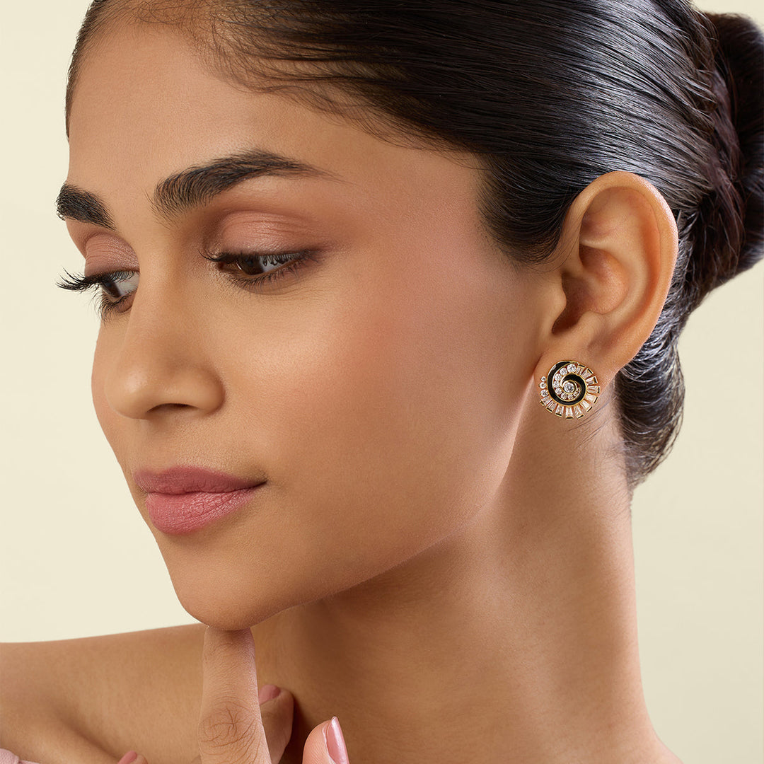 Soluna Spiral Studs In 18Kt Gold Plated