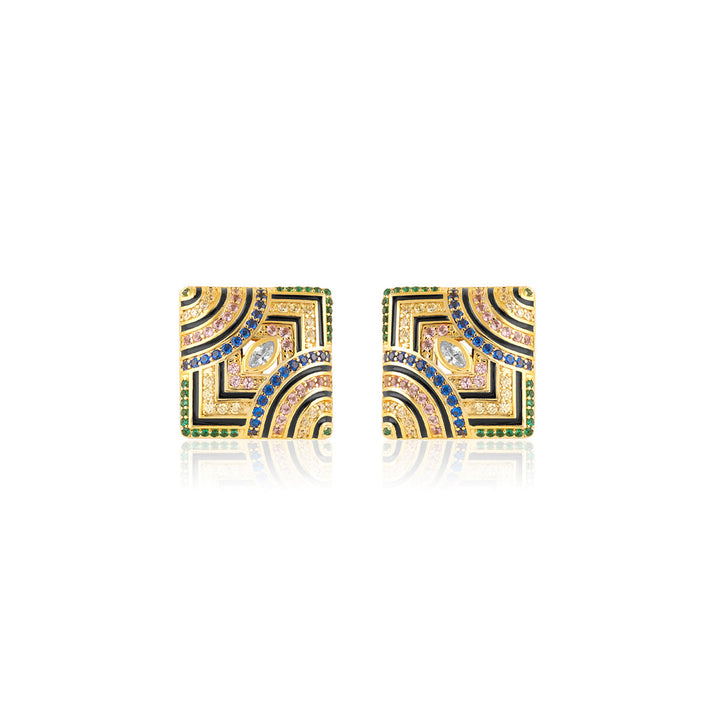 Delyra Square Studs In 18Kt Gold Plated