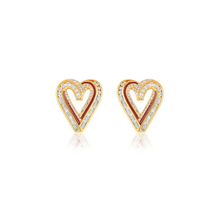 Liminal Heart Studs In 18Kt Gold Plated