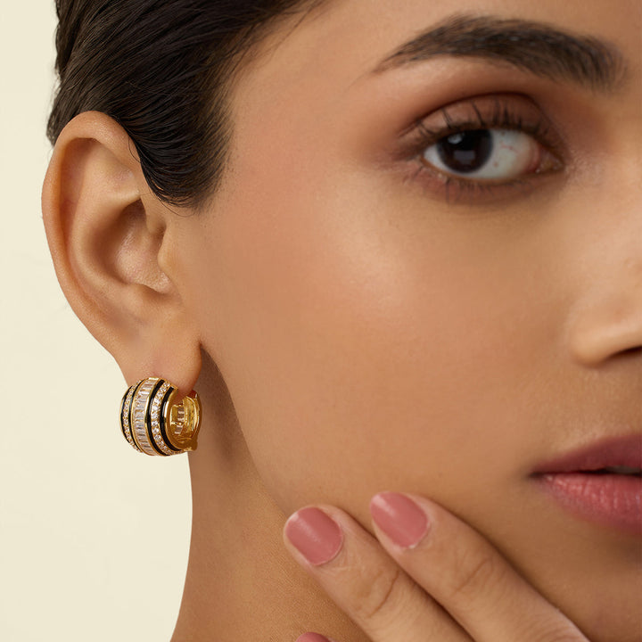 Mirage Huggie Hoops In 18Kt Gold Plated