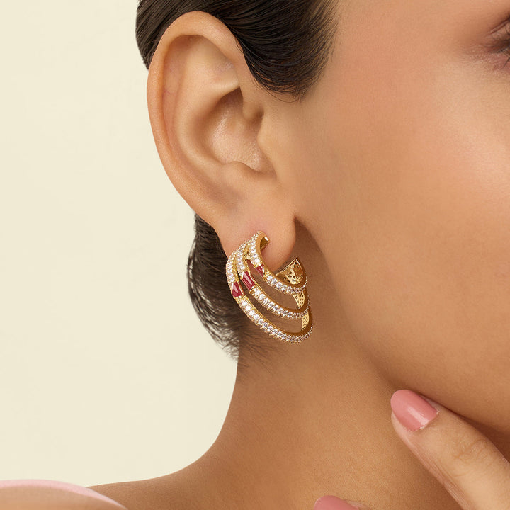 Eclipta Triple Hoops In 18Kt Gold Plated