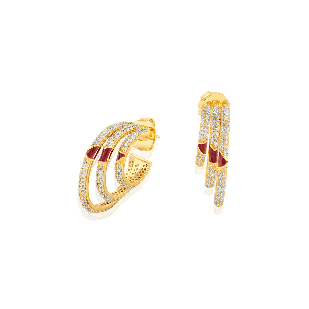 Eclipta Triple Hoops In 18Kt Gold Plated