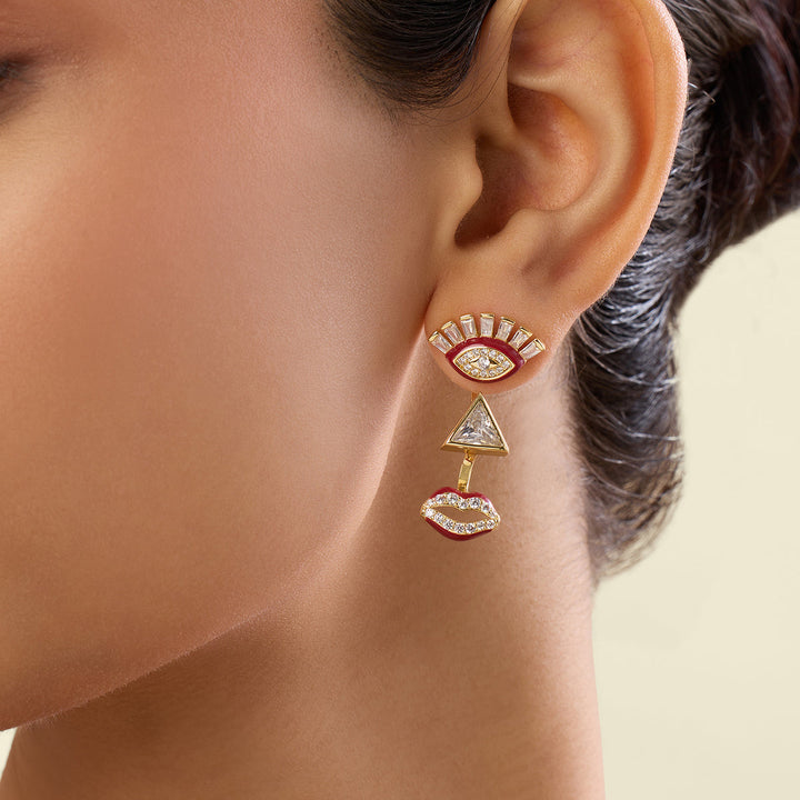 Magritte Danglers In 18Kt Gold Plated