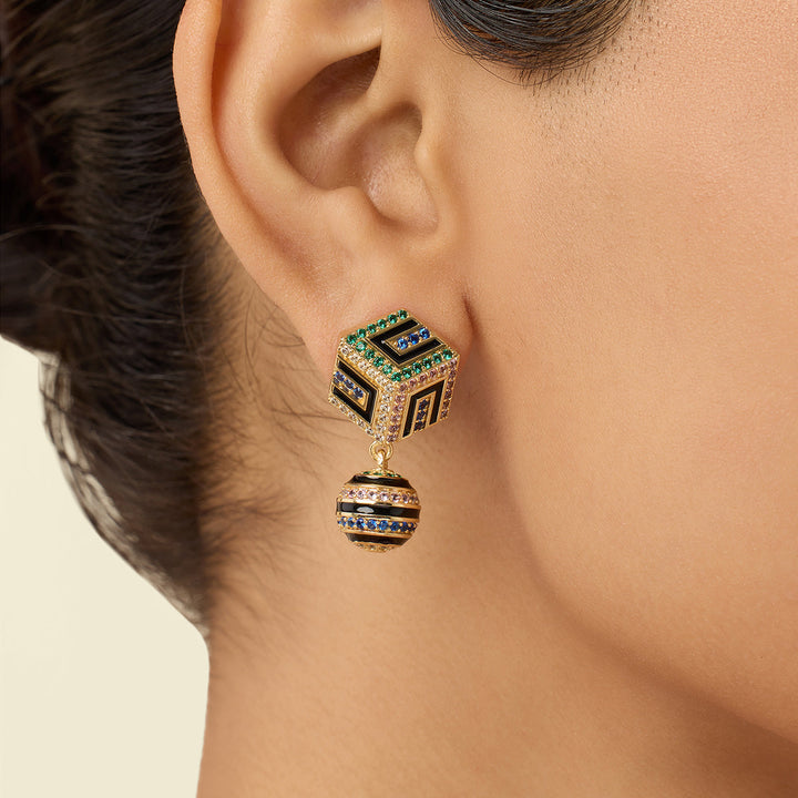 Arpelle Surreal Danglers In 18Kt Gold Plated