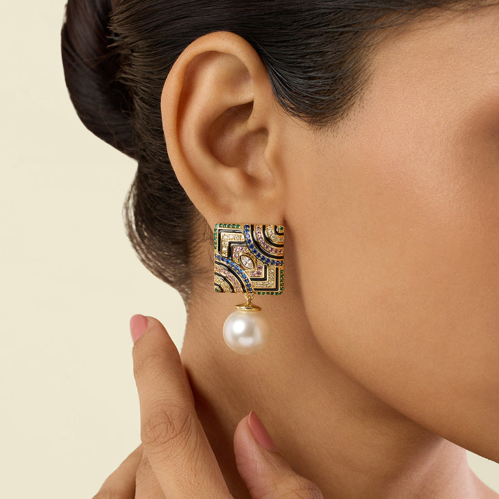 Remedios Pearl Danglers In 18Kt Gold Plated