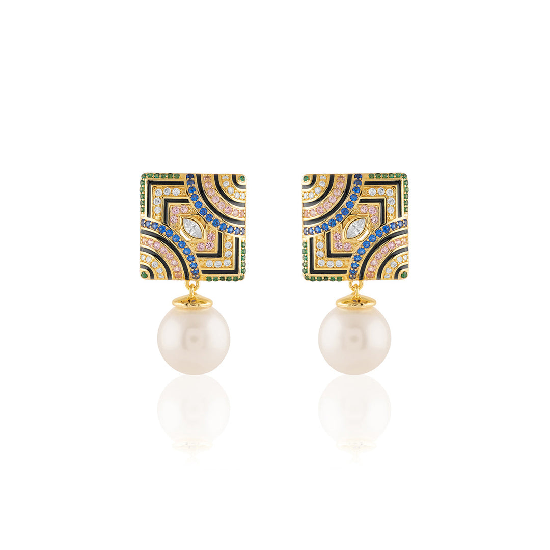 Remedios Pearl Danglers In 18Kt Gold Plated