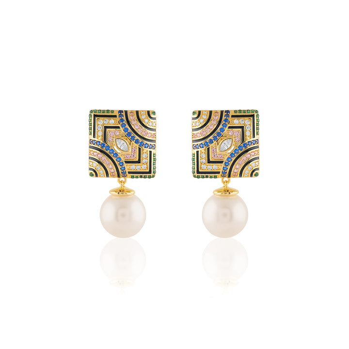 Remedios Pearl Danglers In 18Kt Gold Plated