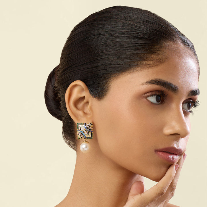 Remedios Pearl Danglers In 18Kt Gold Plated