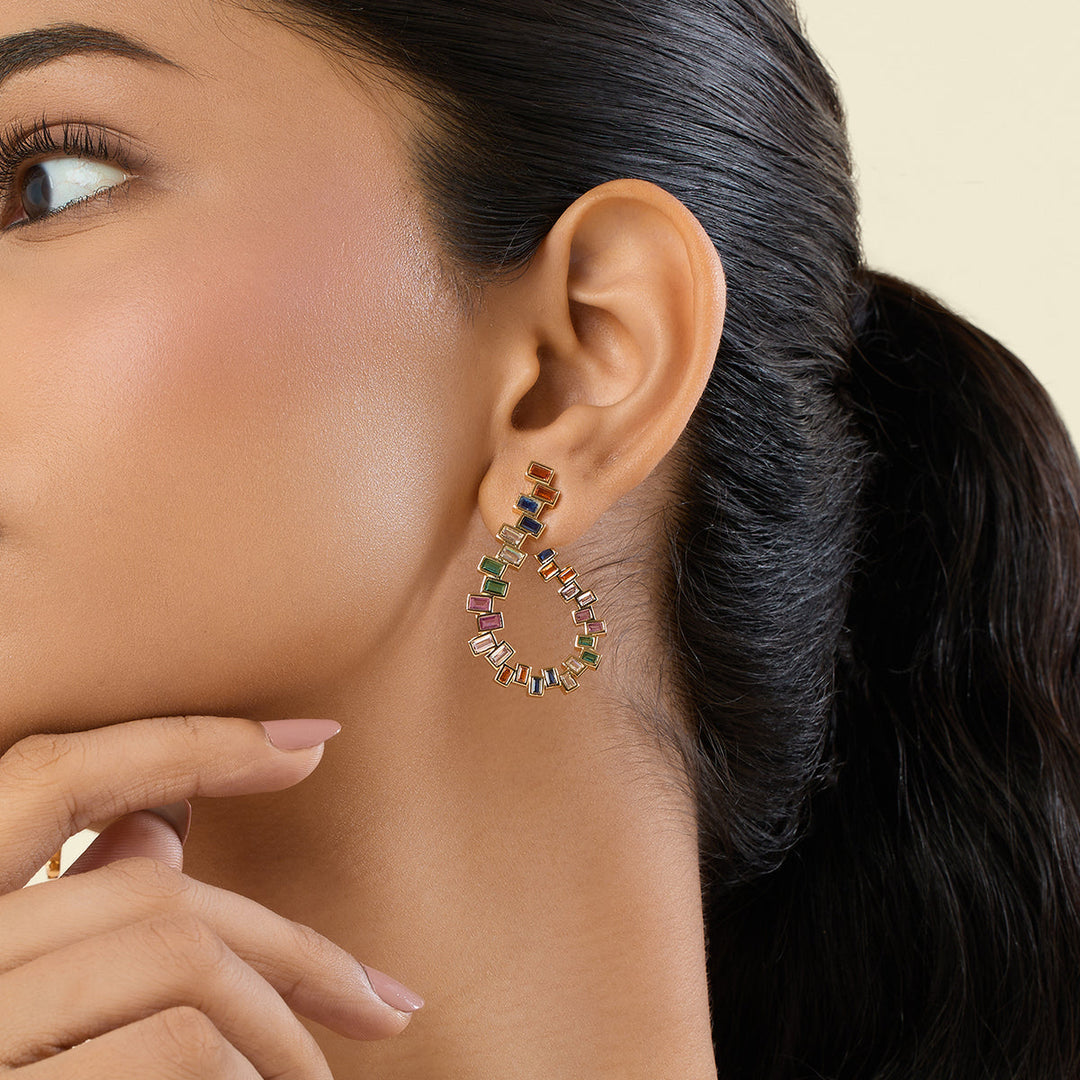 Vaan Multi-coloured Front Back Earrings