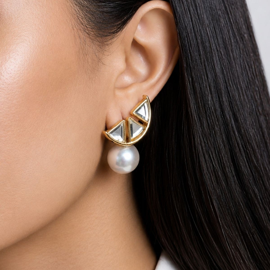Yuzu Mirror Pearl Studs