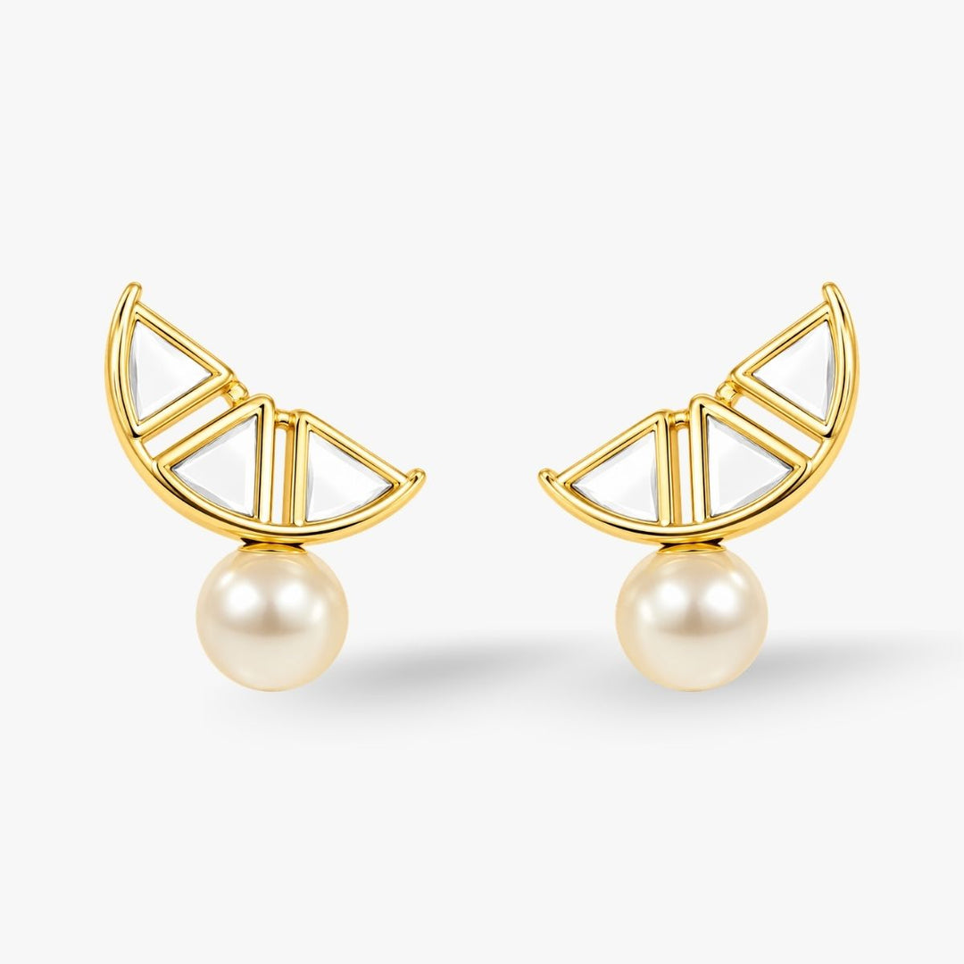 Yuzu Mirror Pearl Studs