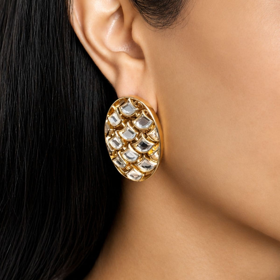 Deco Mirror Statement Studs