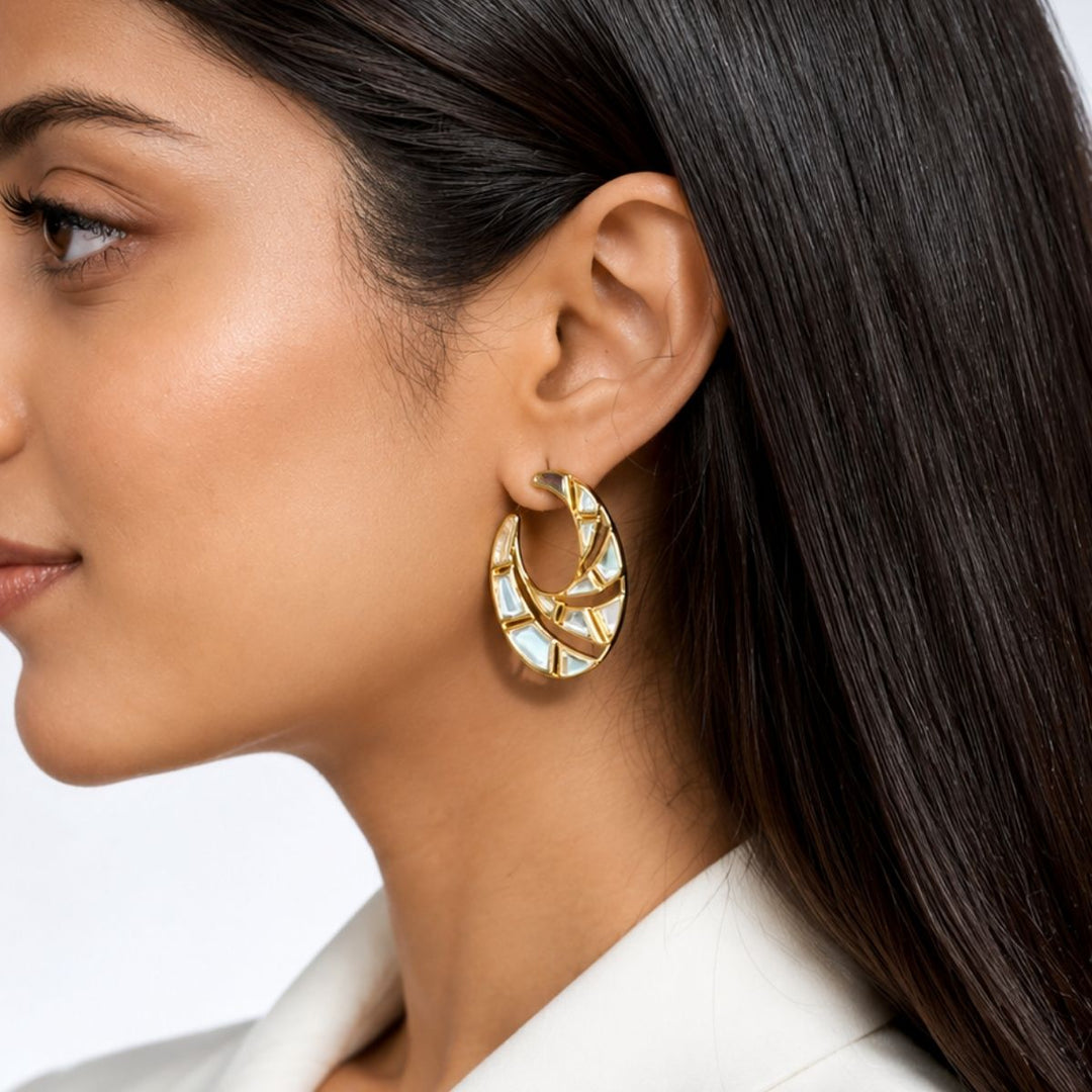 Crema Mirror Front Back Earrings