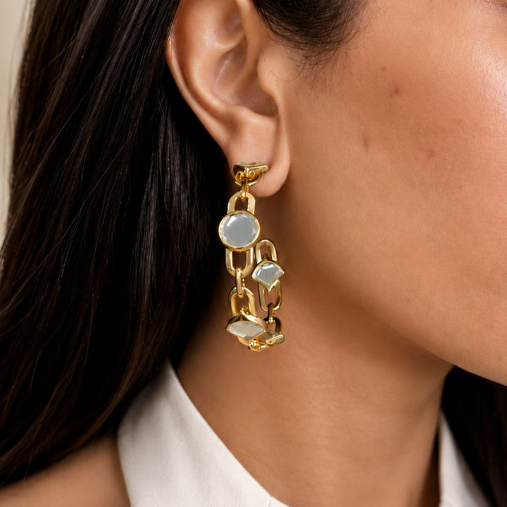 Pearl Girl Mirror Hoops