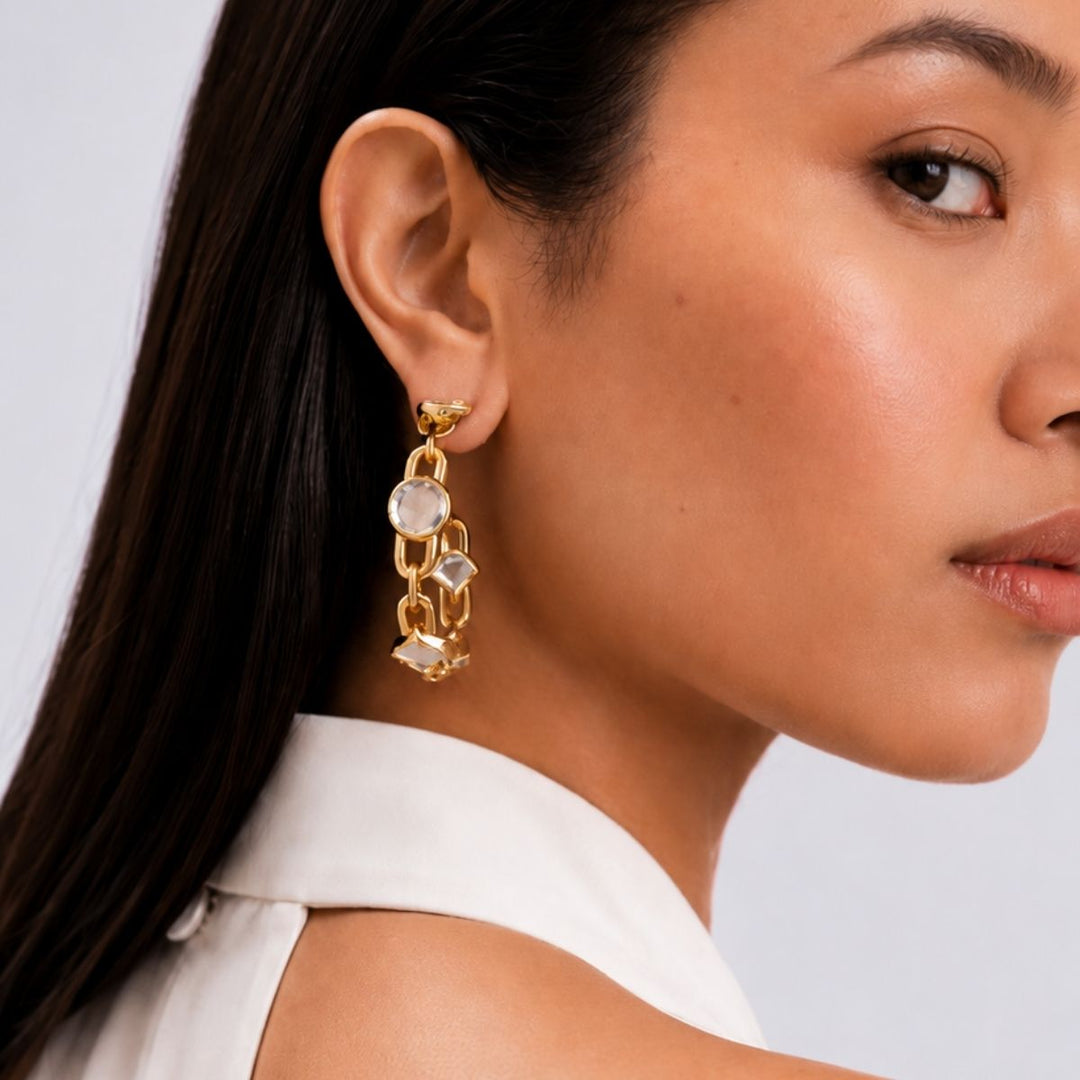 Pearl Girl Mirror Hoops