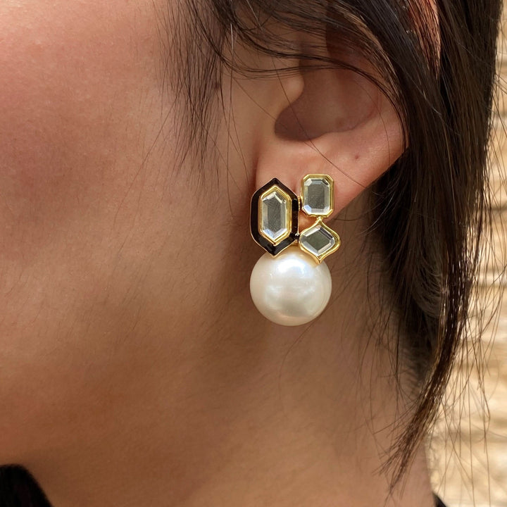 Amina Mismatched Stud Earrings for Women by Isharya | Modern Indian Jewellery