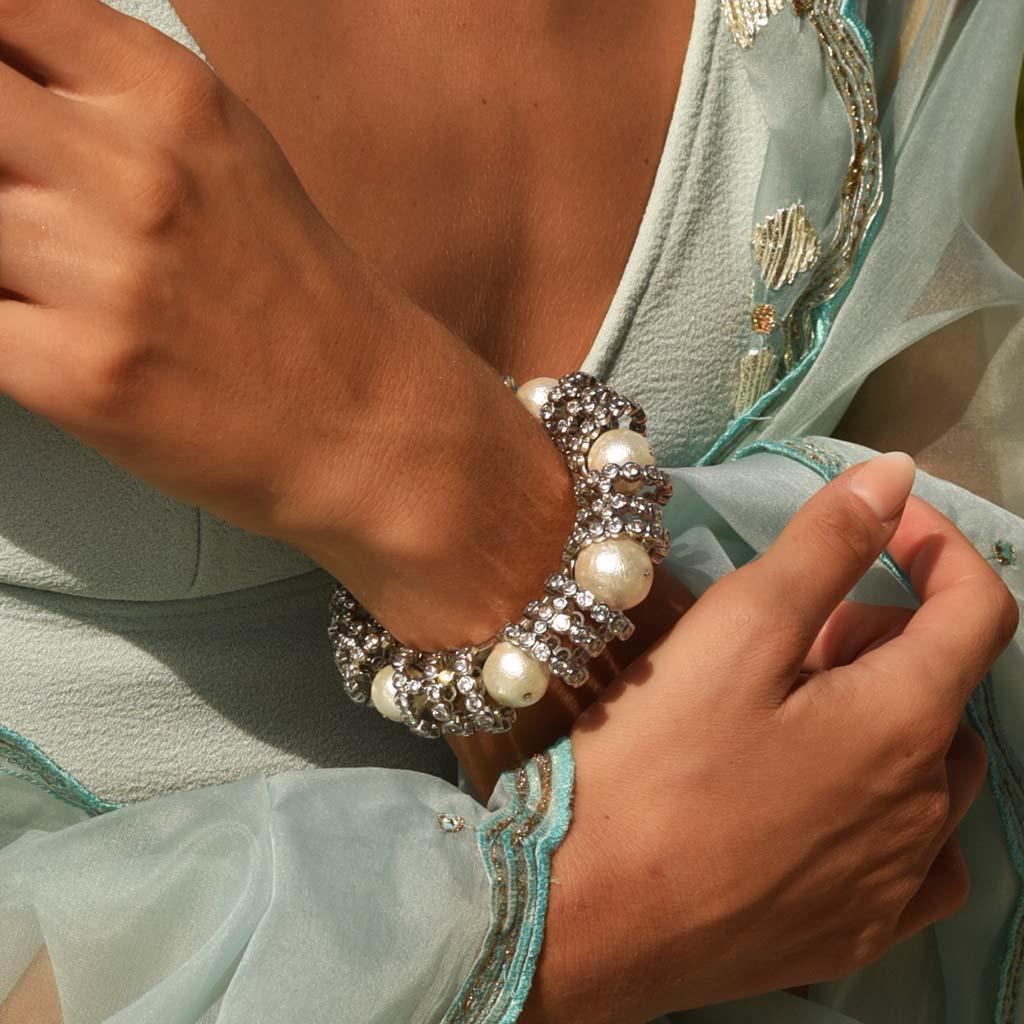 Crystal Pearl Statement Cuff