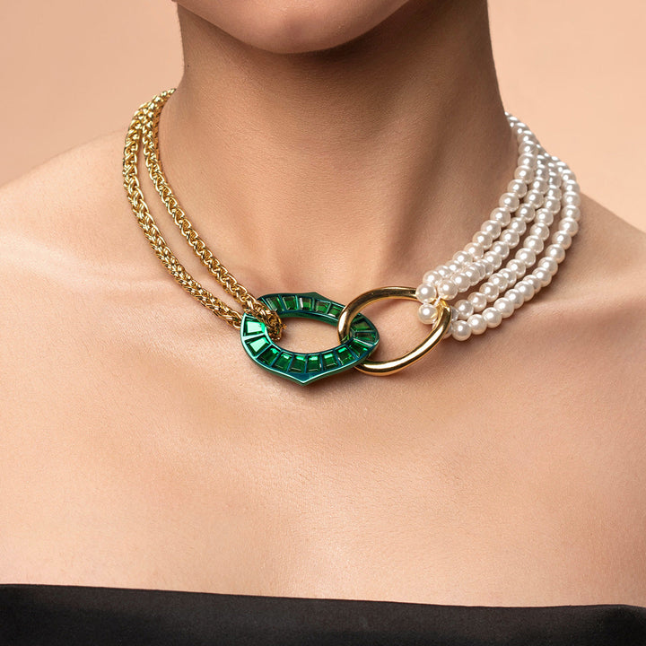 Green collar Necklace for Women by Isharya | Modern Indian Jewellery