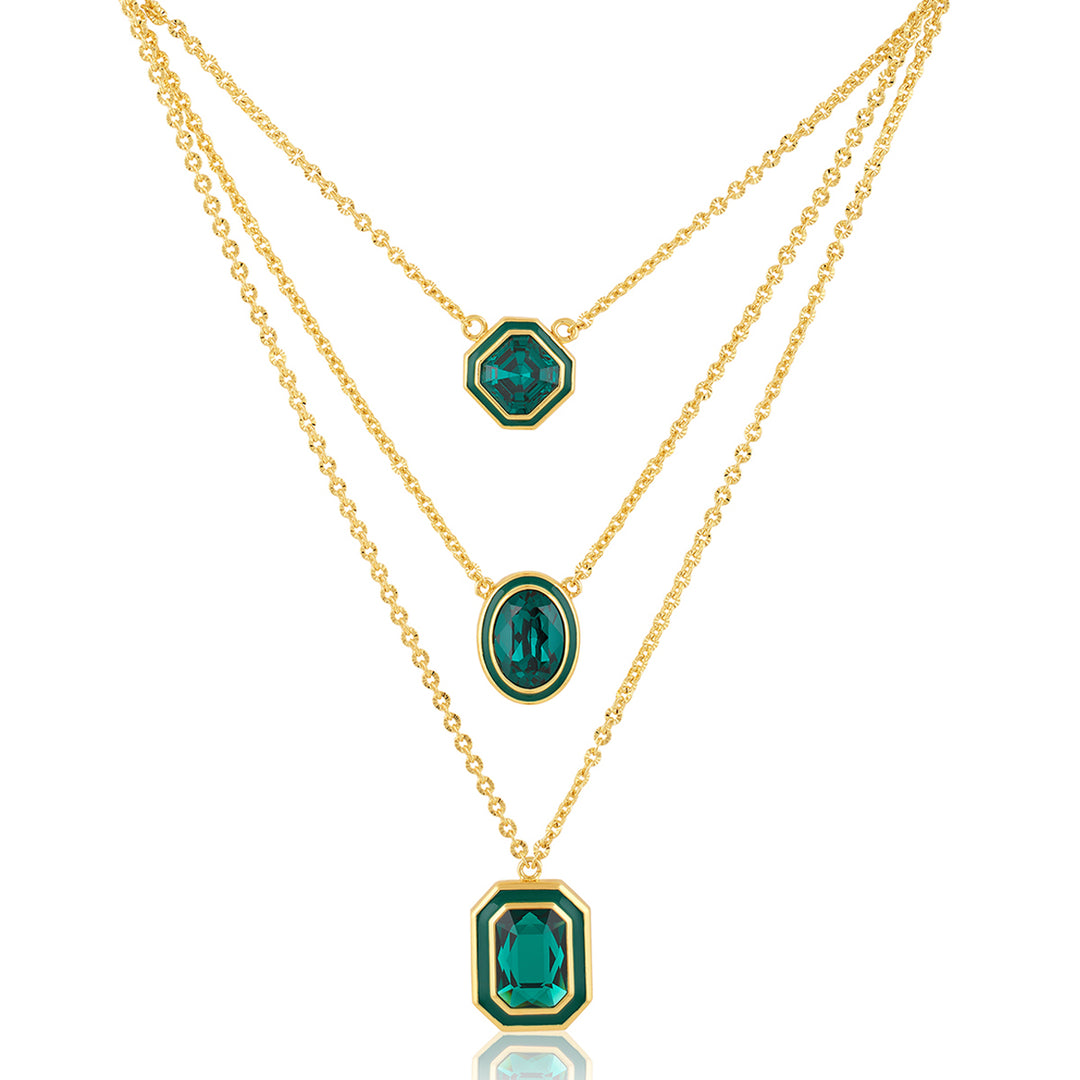 Green Crystal Galaxy Layered Necklace