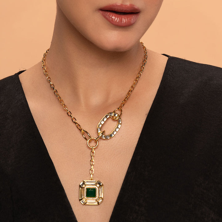 Green Y Necklace Necklace for Women by Isharya | Modern Indian Jewellery