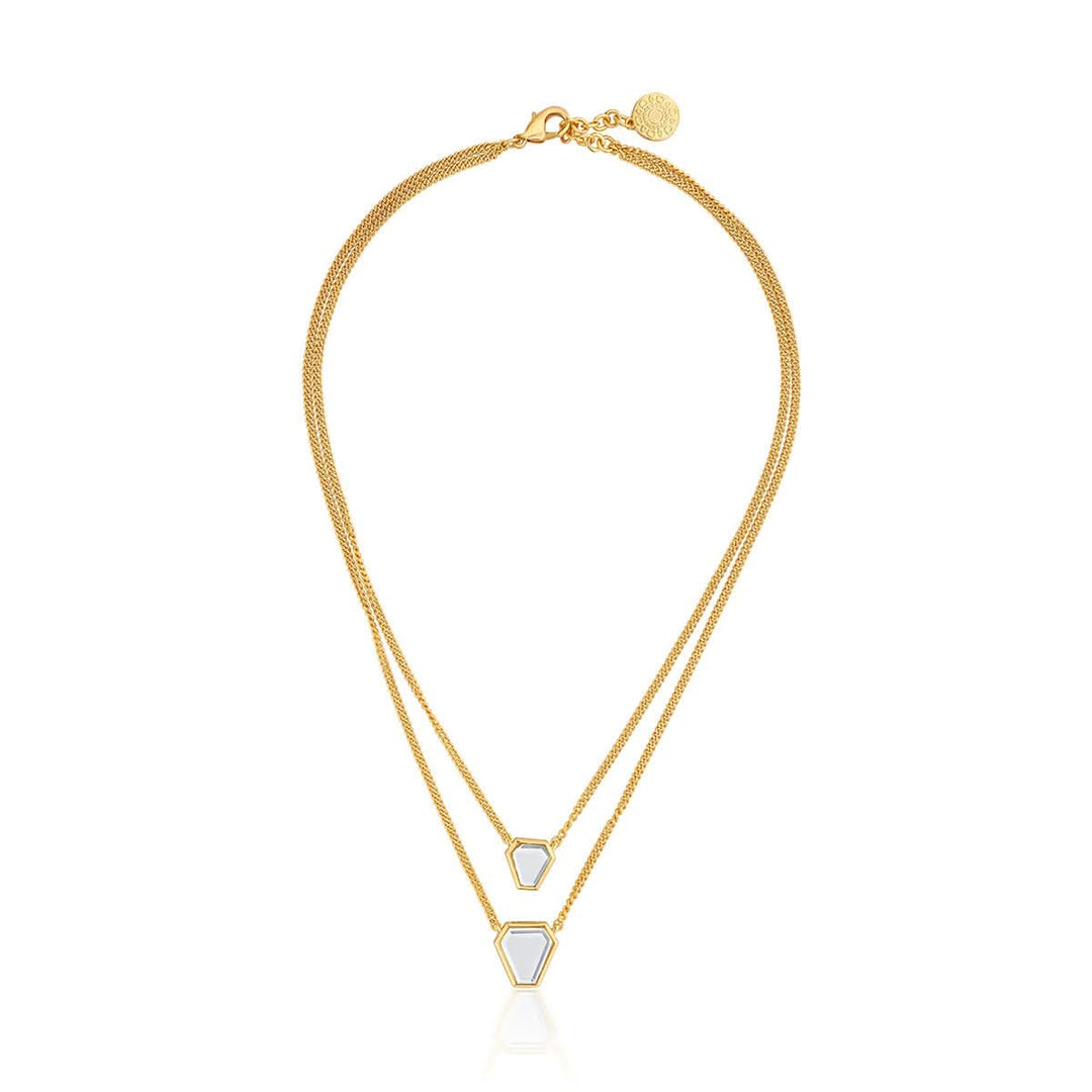 Glimmer Mirror Layered Necklace for Women by Isharya | Modern Indian Jewellery