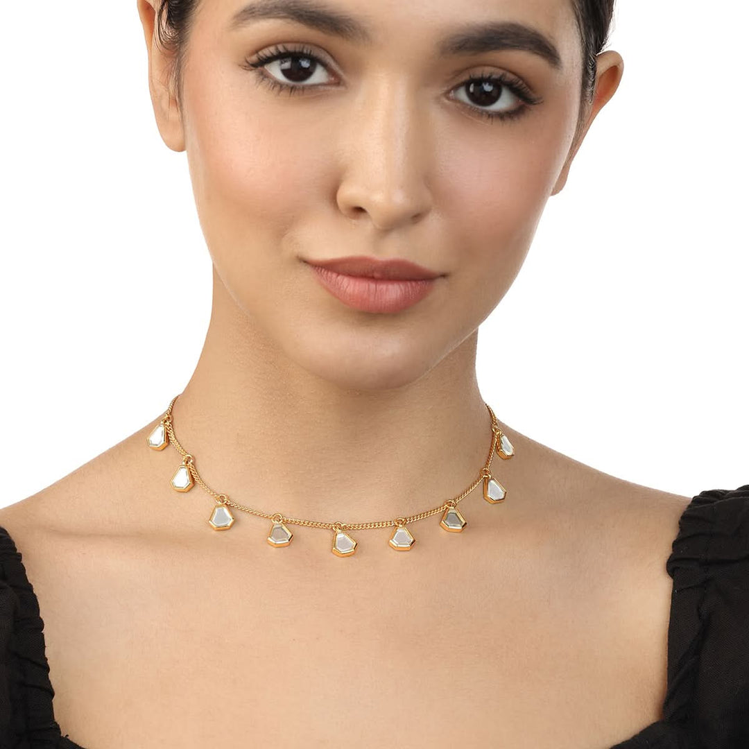 Lumen Multi Mirror Necklace for Women by Isharya | Modern Indian Jewellery