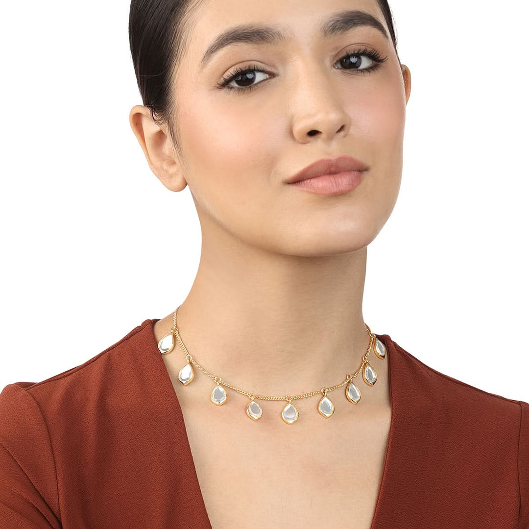 Lumen Multi Oblong Mirror Necklace for Women by Isharya | Modern Indian Jewellery