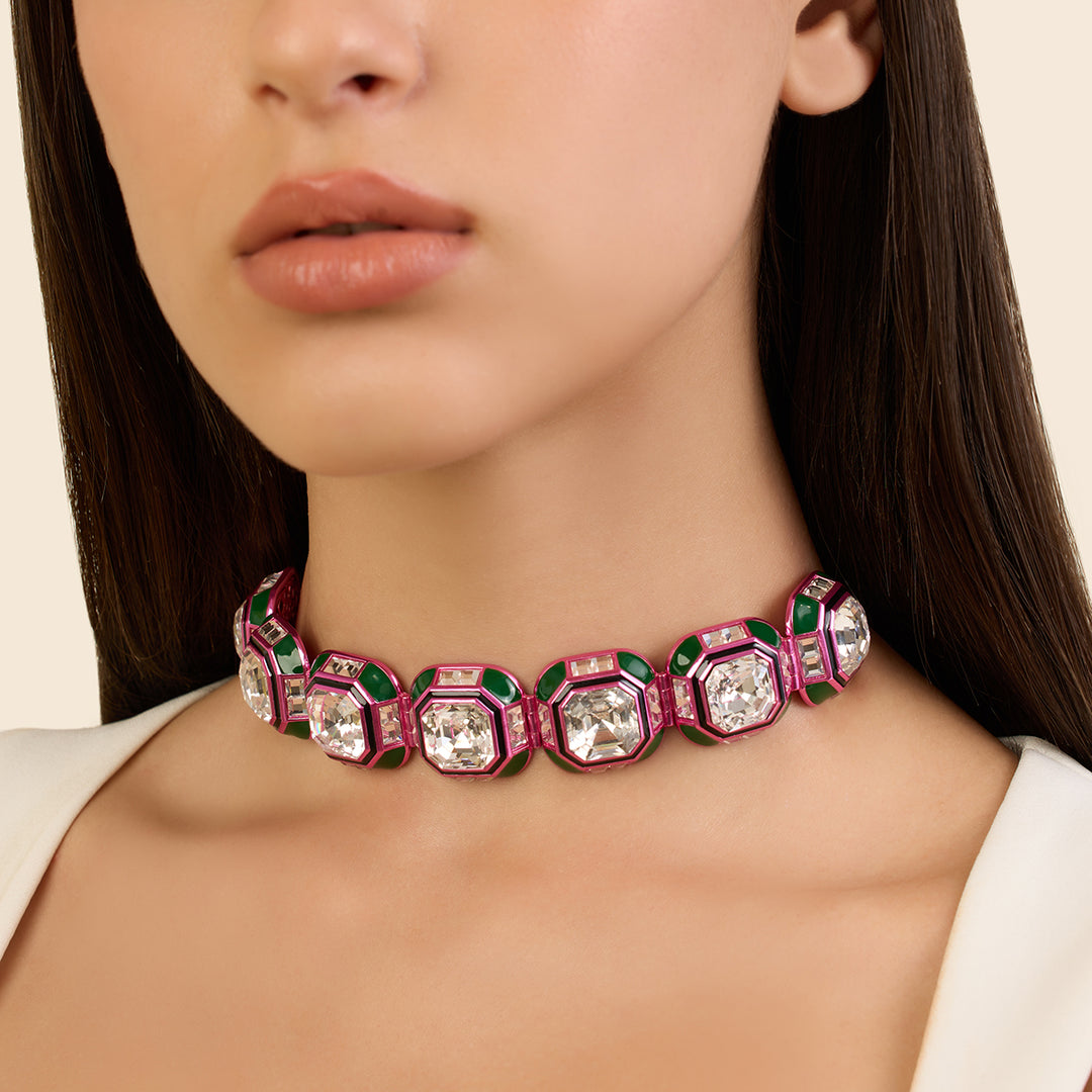 Hyper Pink Crystal Choker