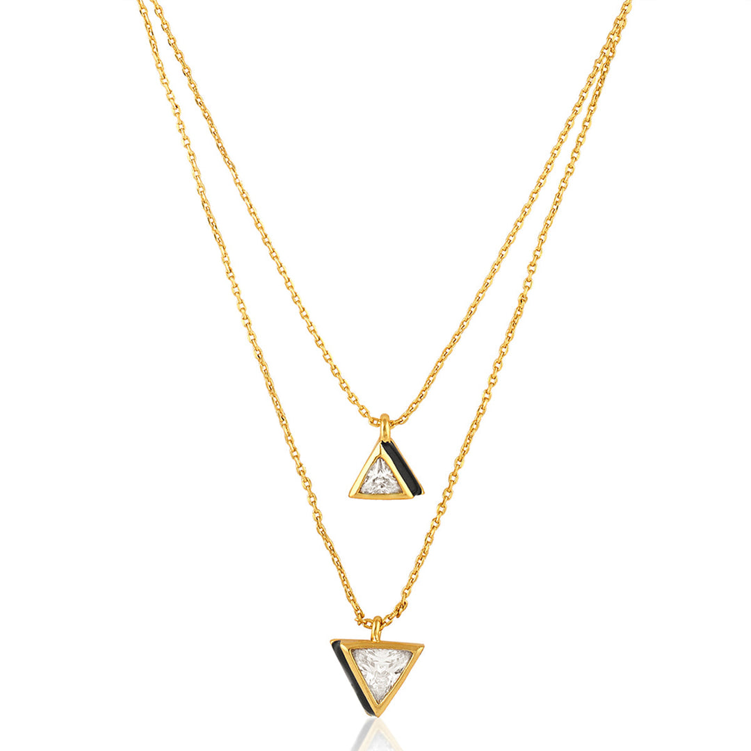 Black Triangles Layered Necklace