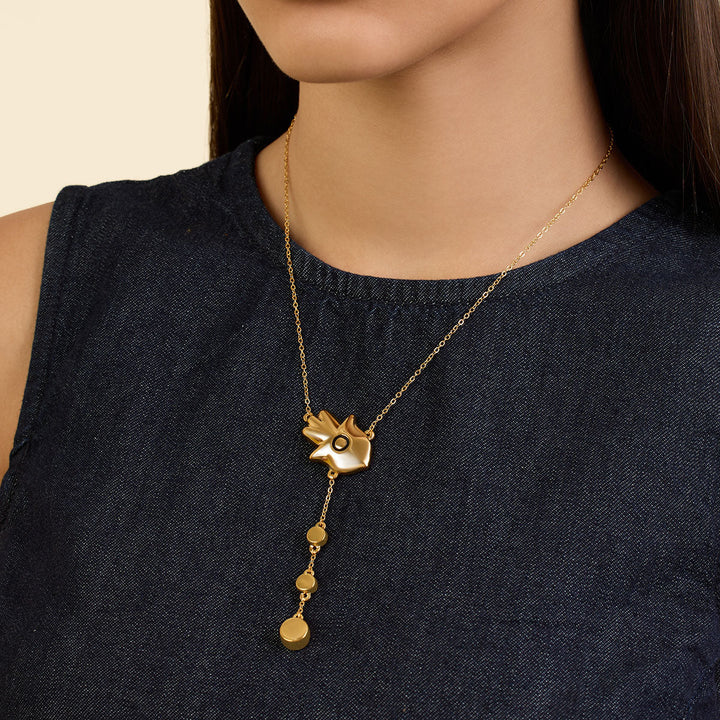 Gold Hamsa Lariat 