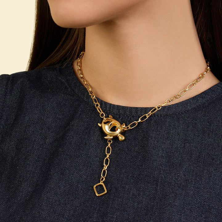 Gold Turtle Chain Lariat 