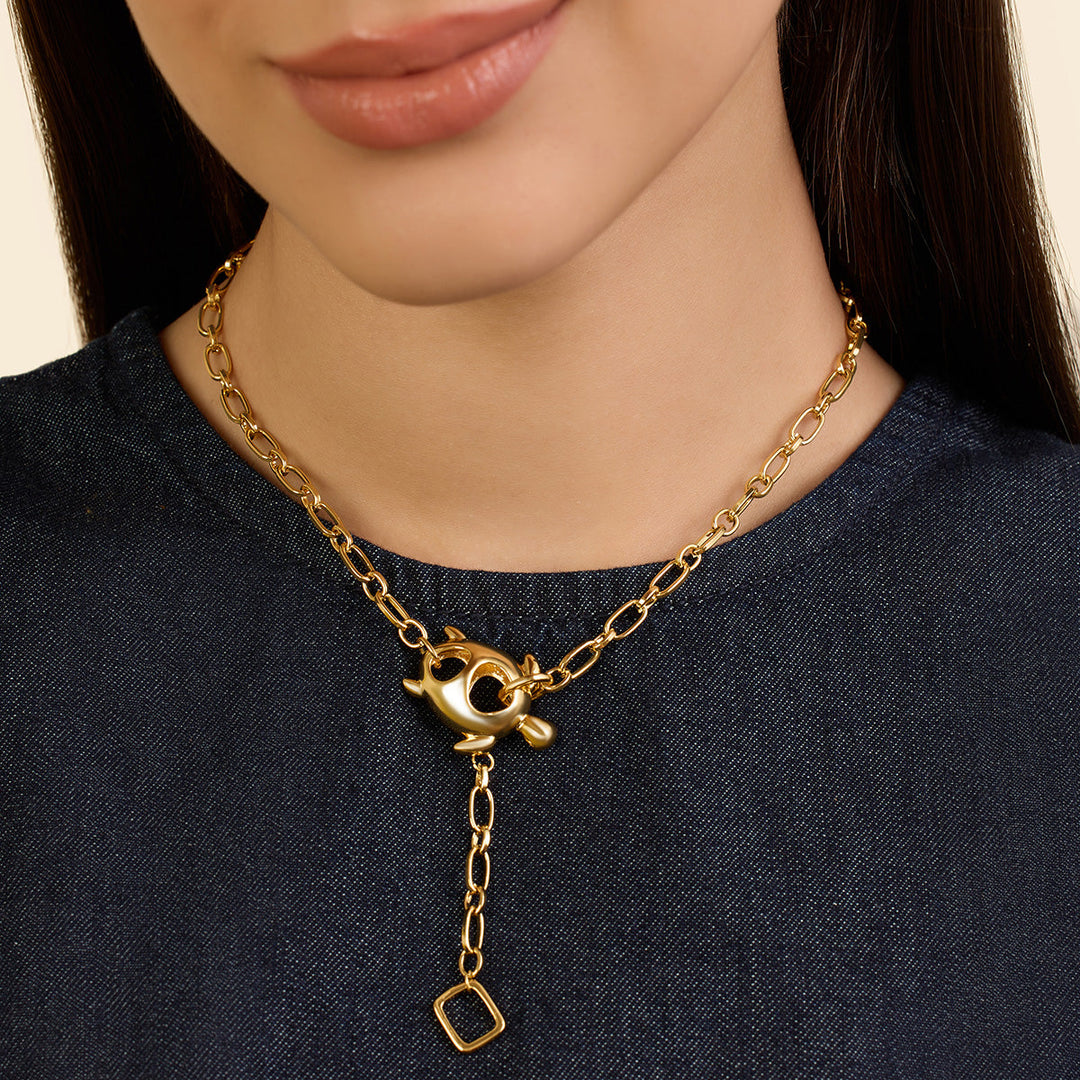 Gold Turtle Chain Lariat 